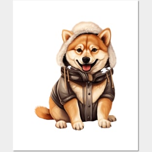 Winter Shiba Inu Dog Posters and Art
